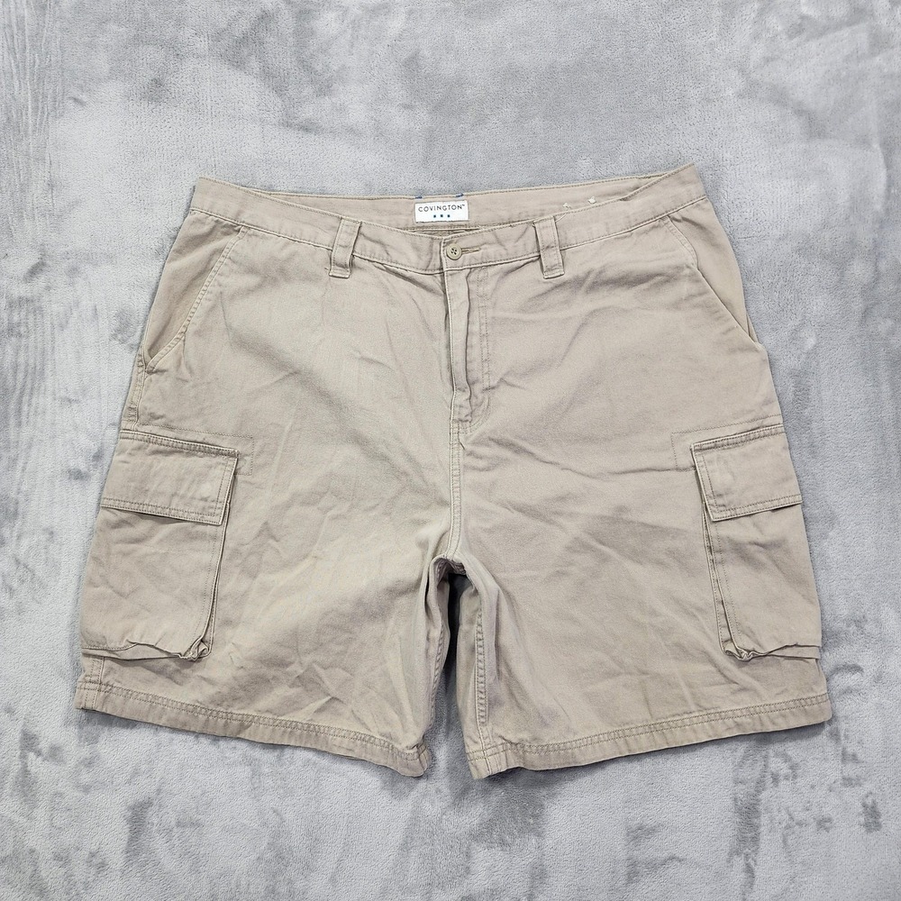 Covington Shorts Mens 42 Beige Cargo Cotton Relaxed Fit 9 Inseam Casual‎ Utility